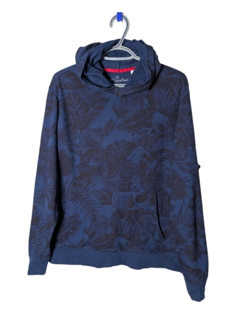 Robert Graham Men's Tropic Thunder Hooded Sweatshirt Navy Size L‎ Floral/Skulls